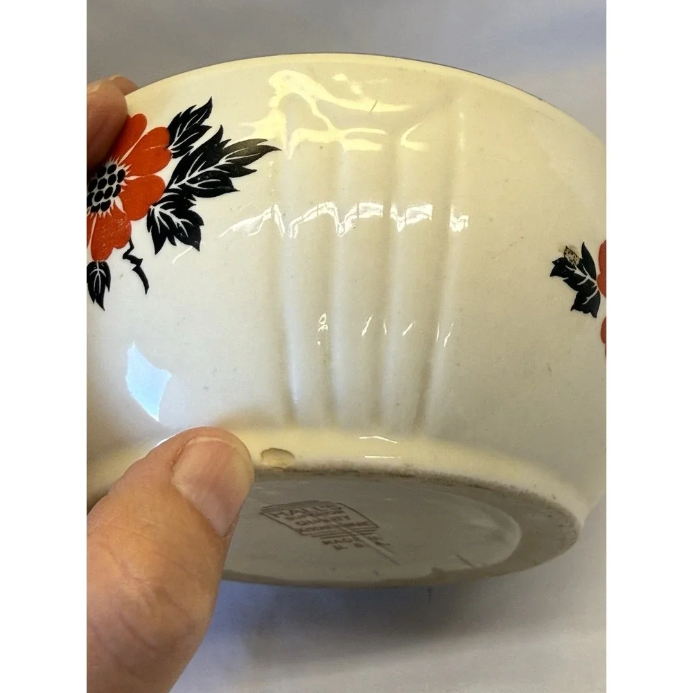 Hall's Superior Quality Ceramic Nesting Mixing Bowls (3) Red Poppy Cottagecore